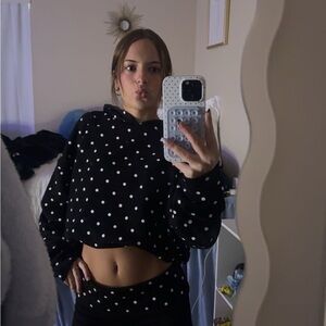 Edikted Black and White Polka Dot Hoodie